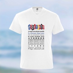 T-shirt taille L blanc col...